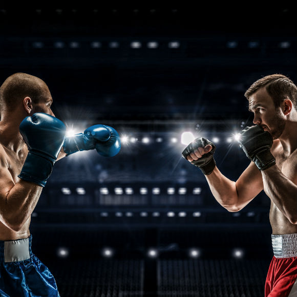 Boxers squaring up before match to promote leading boxing insurance brokers Full-Time Cover