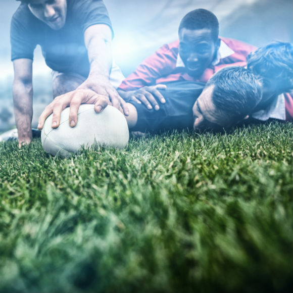 Rugby player caught in pileup before touchdown to promote leading rugby insurance brokers Full-Time Cover